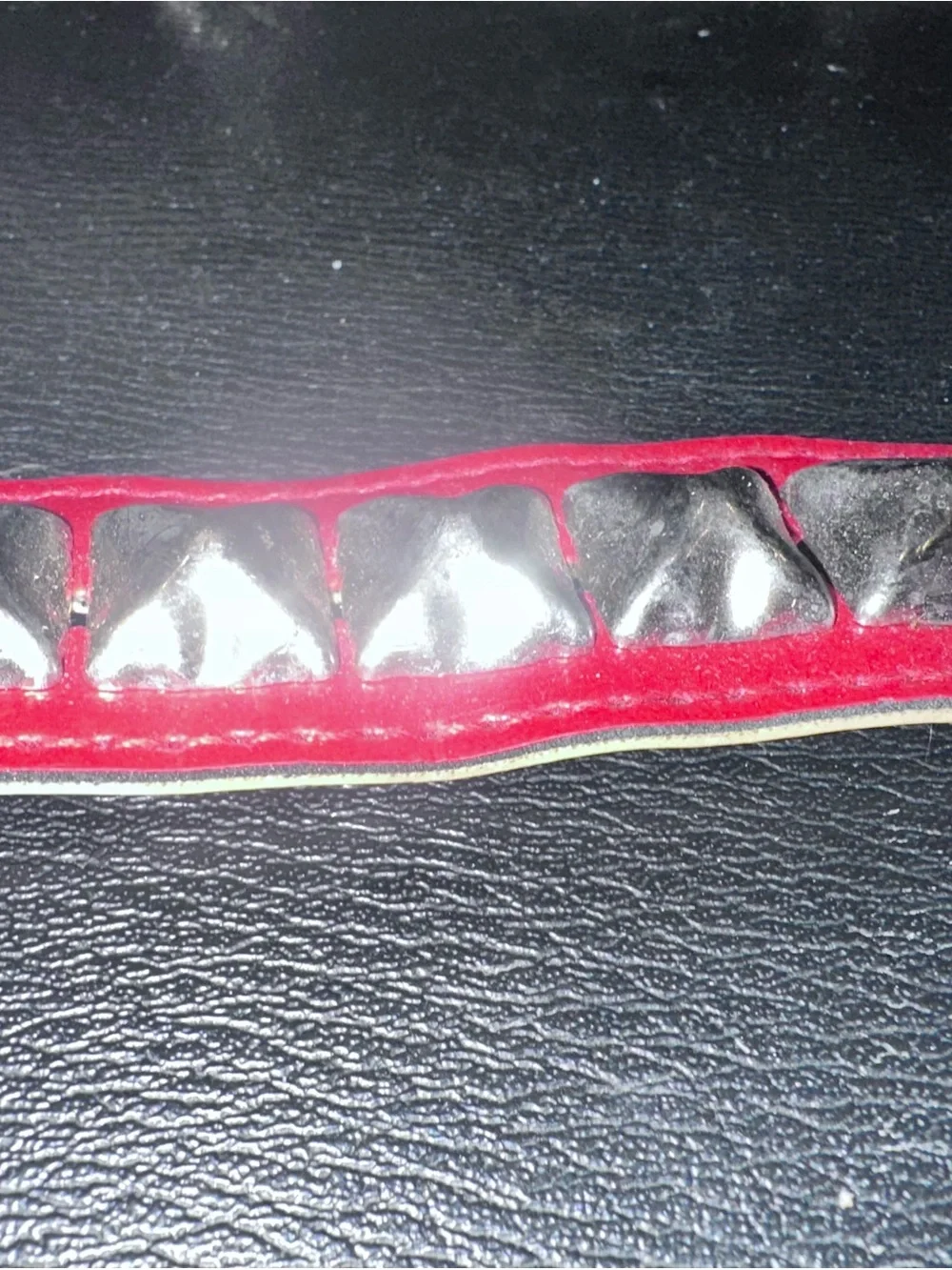 Ov Lvst Red Leather Pyramid Studded Cuff Bracelet NWT Punk Goth Streetwear
